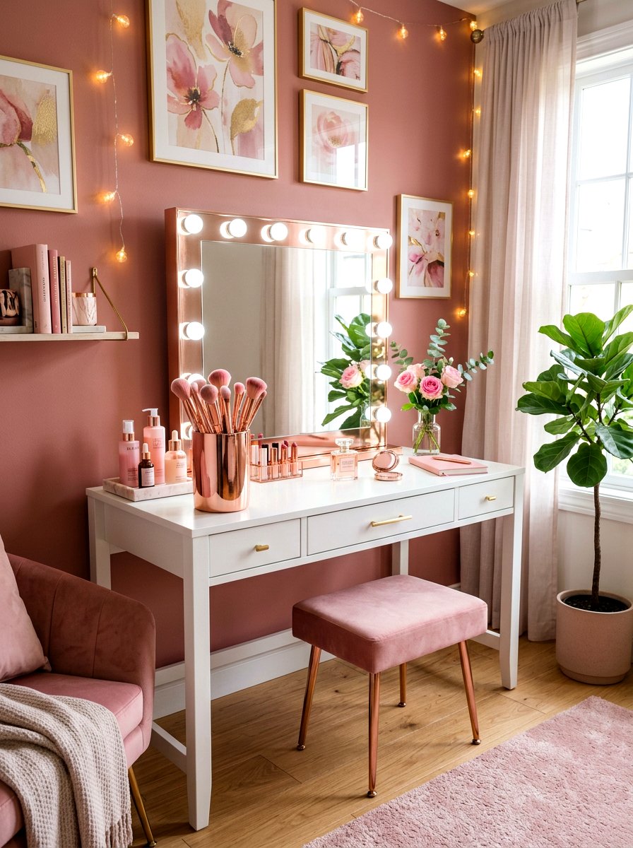 Rose Gold Makeup Brush Cup - 30 makeup brush storage ideas