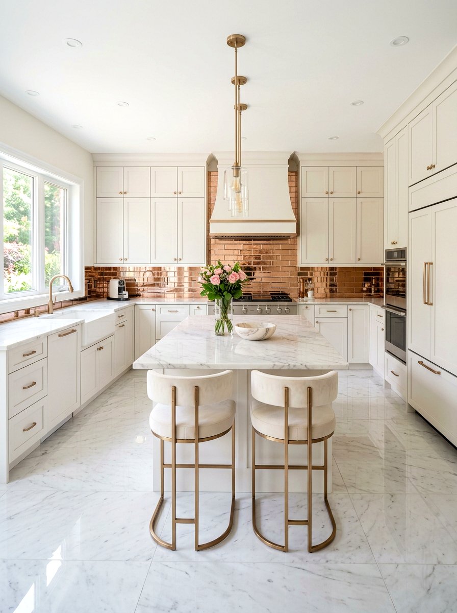 Rose Gold Mirror Backsplash - 30 mirror backsplash ideas