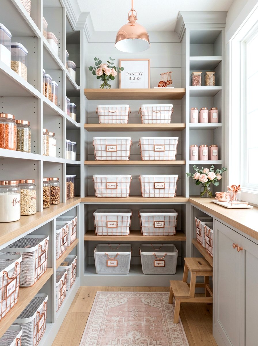 Rose Gold Pantry Accent - 30 pantry labels luxury ideas