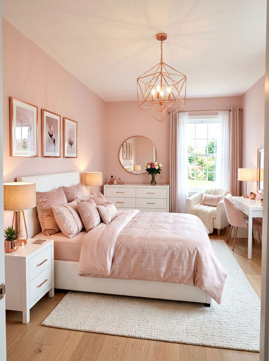 Rose Gold Pink Bedroom - 30 pink bedroom ideas