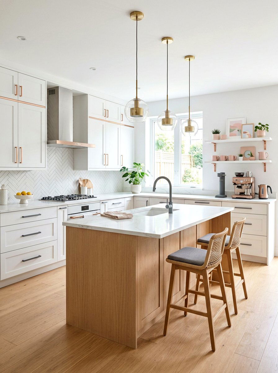 Rose Gold and Matte Gray Pulls - 30 kitchen hardware mix ideas