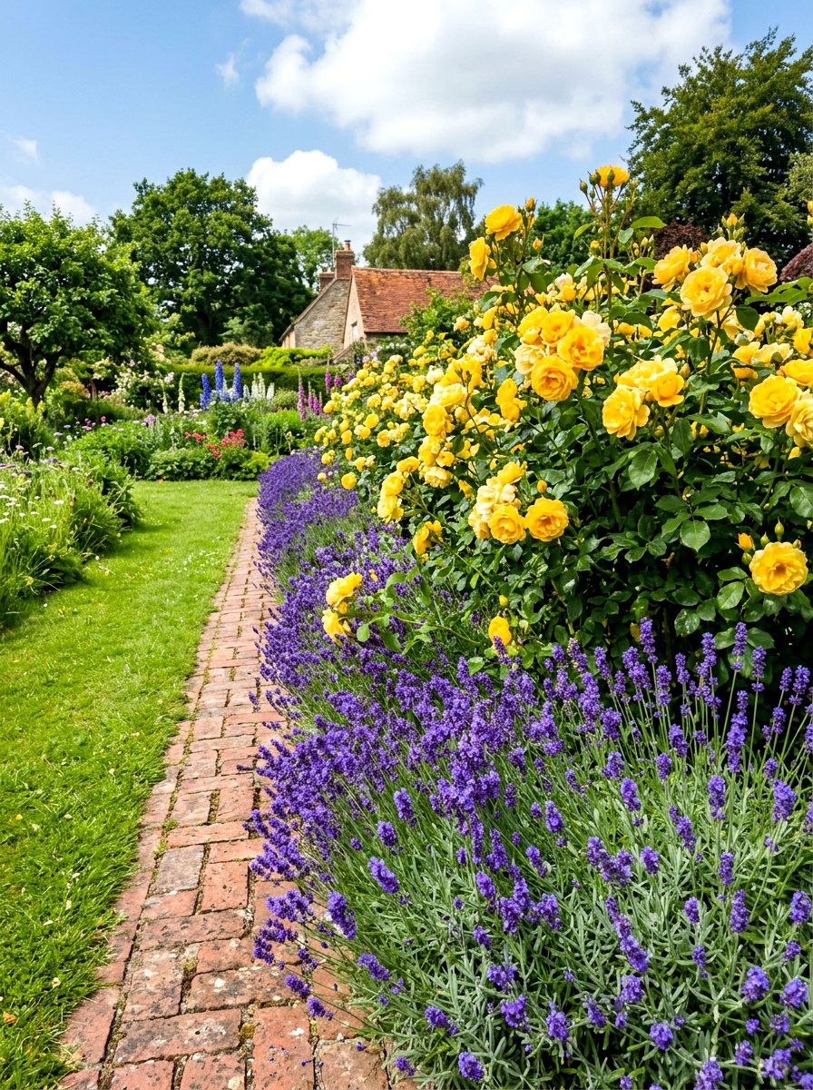 Rose and lavender hedge - 30 rose hedge ideas