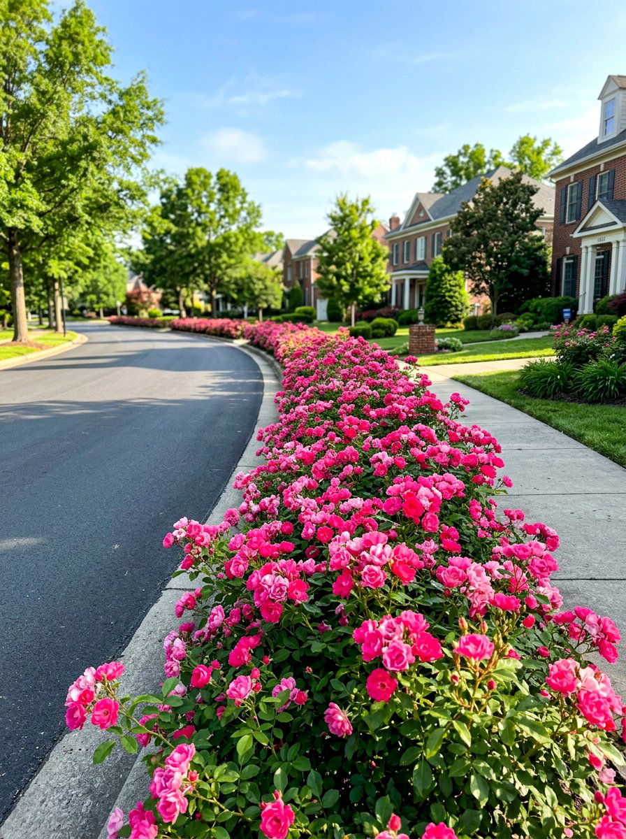Rose bush border - 30 curb strip planting ideas