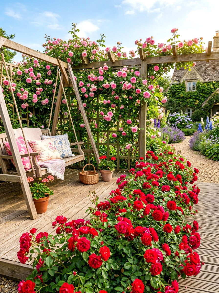 Rose bush perimeter - 30 deck border planting ideas