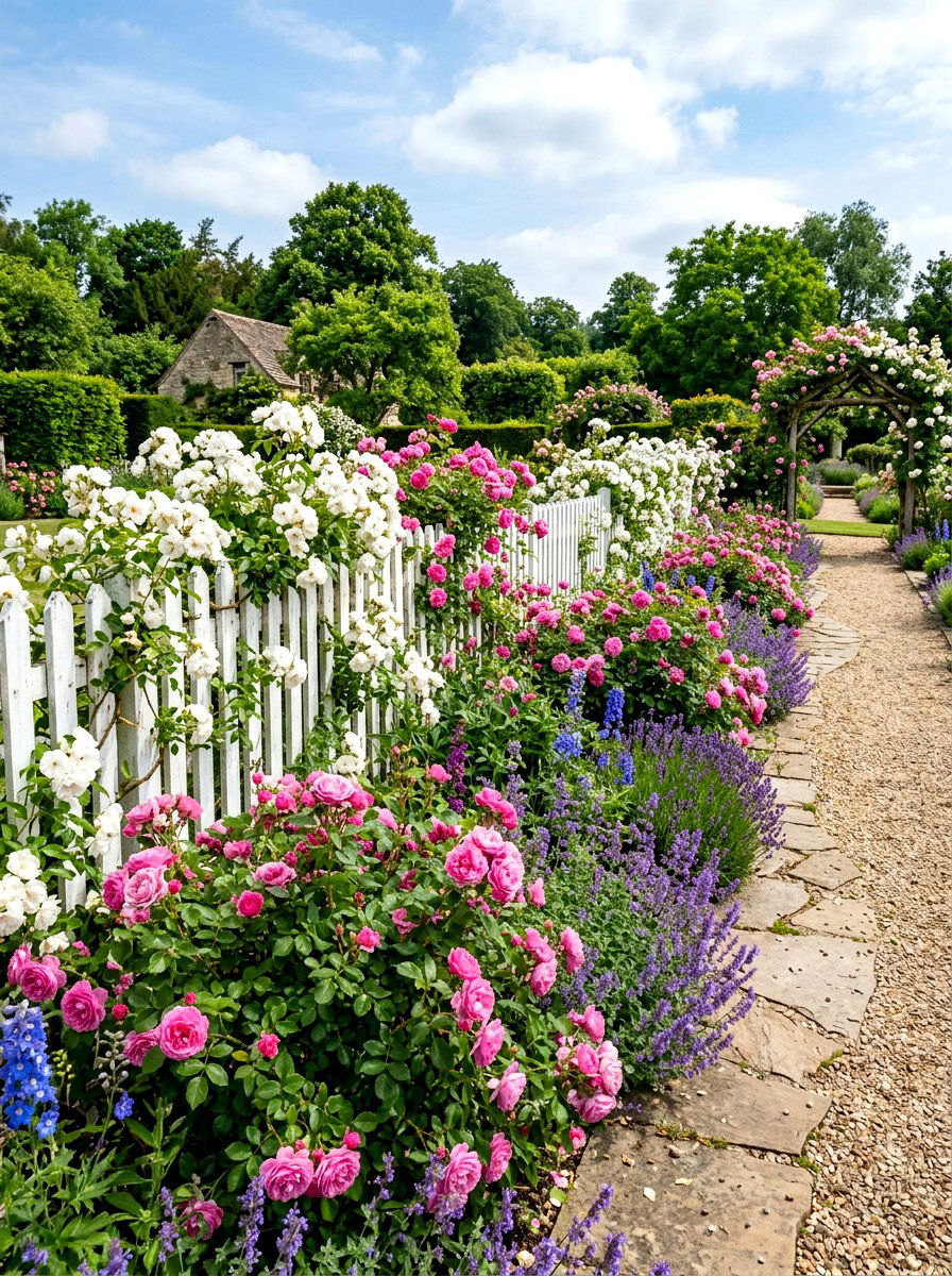 Rose garden border - 30 backyard border planting ideas