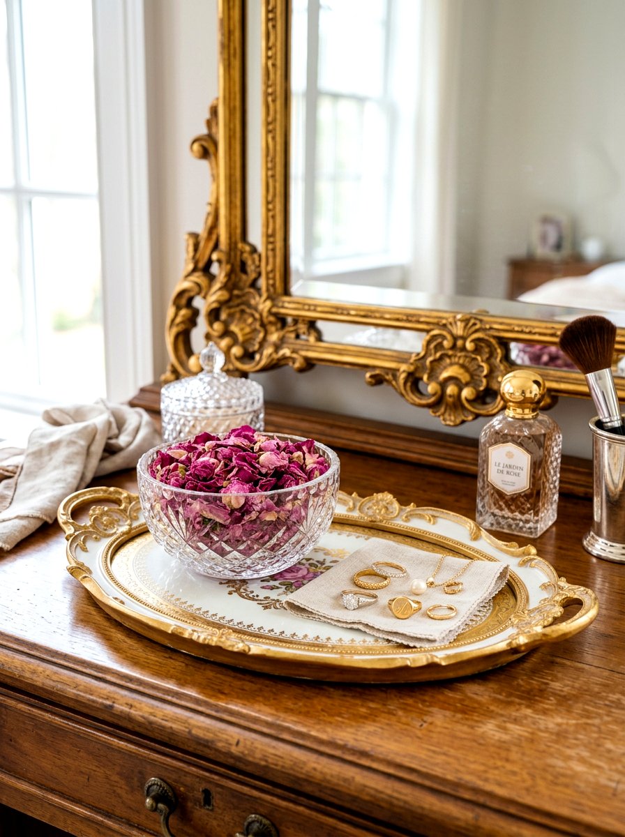 Rose petal tray - 30 coquette vanity ideas