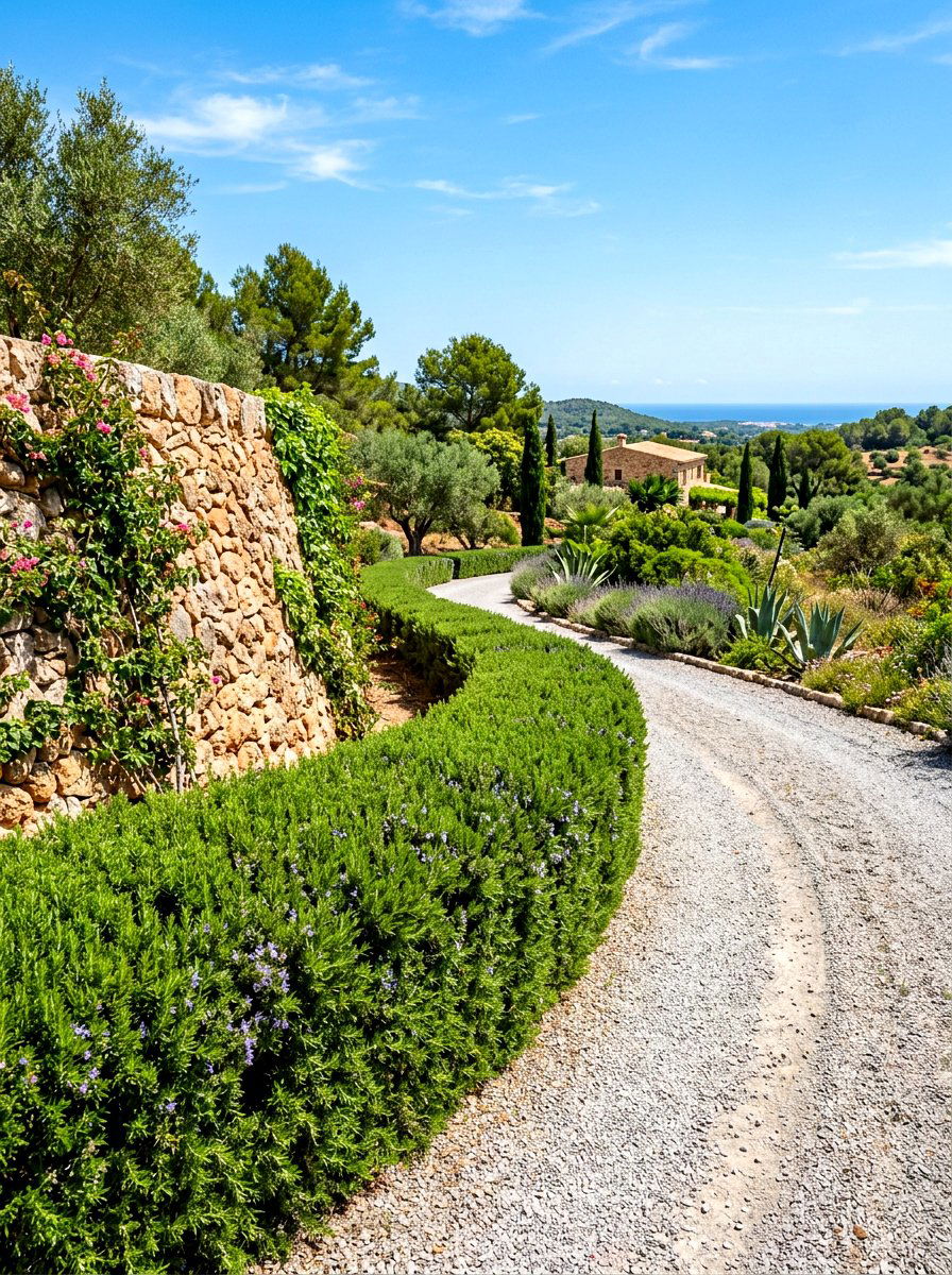 Rosemary Hedge Border - 30 Mediterranean garden ideas