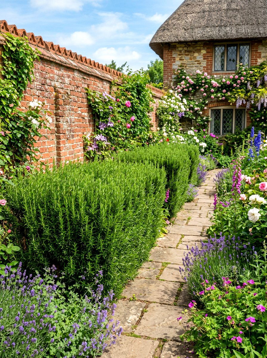 Rosemary Hedge Edging - 30 herb border garden ideas