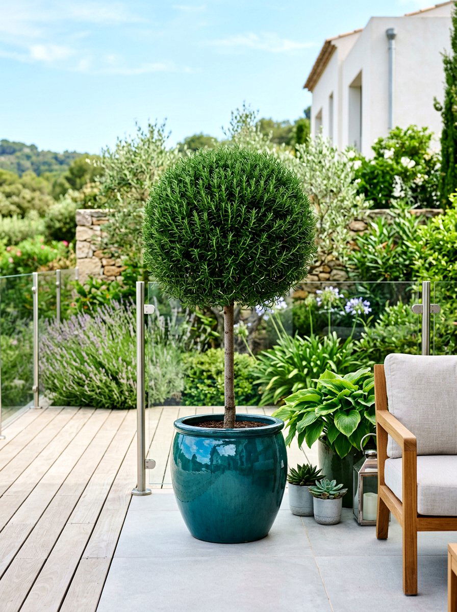 Rosemary Topiary Potted Plant - 30 topiary front porch ideas aesthetic
