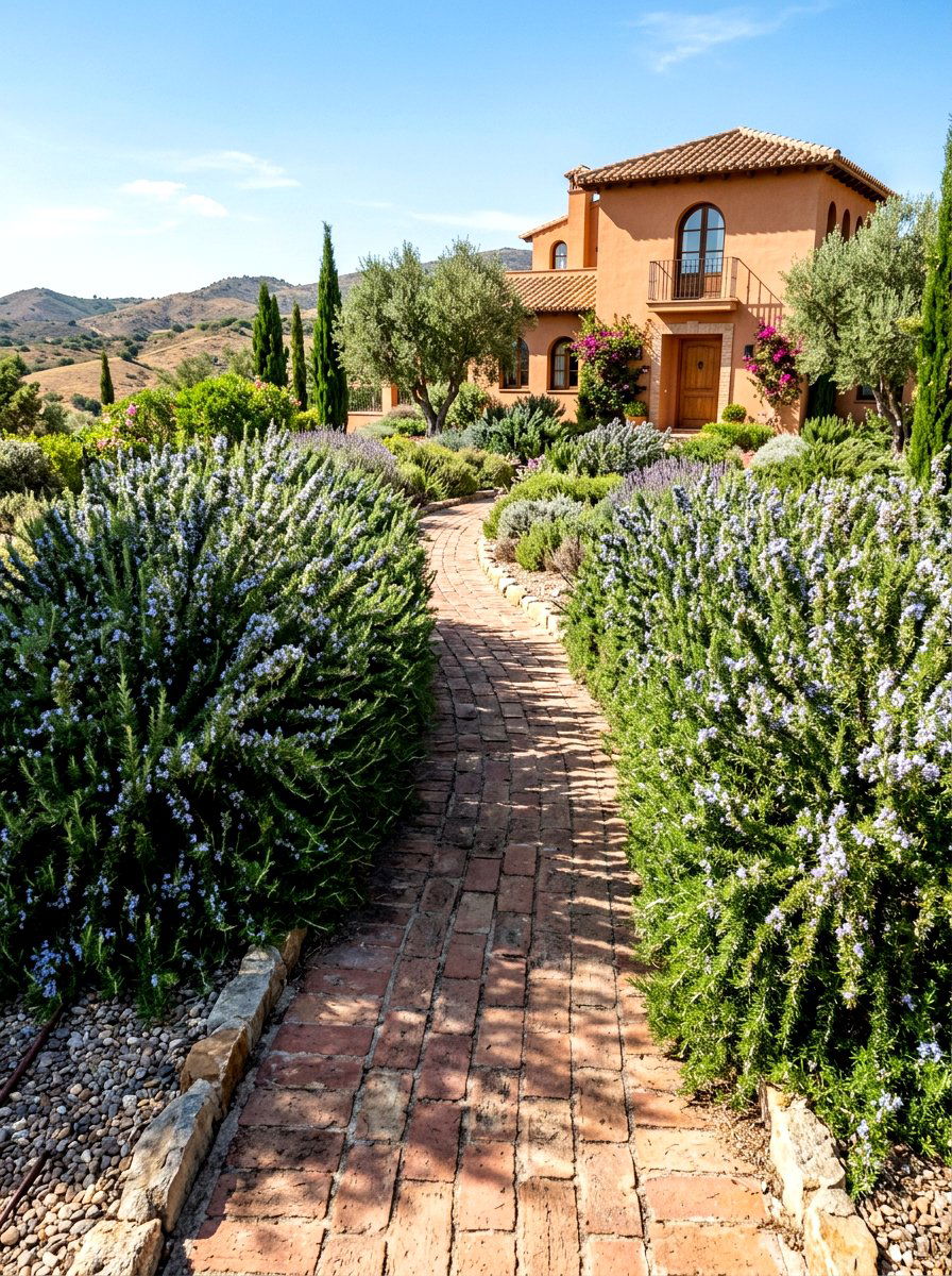 Rosemary garden walkway - 30 fragrance garden backyard ideas