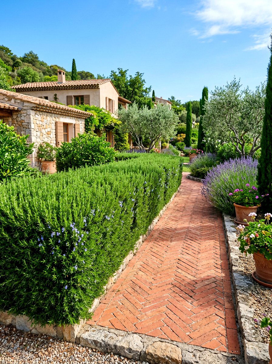 Rosemary hedge border - 30 herb patio border ideas