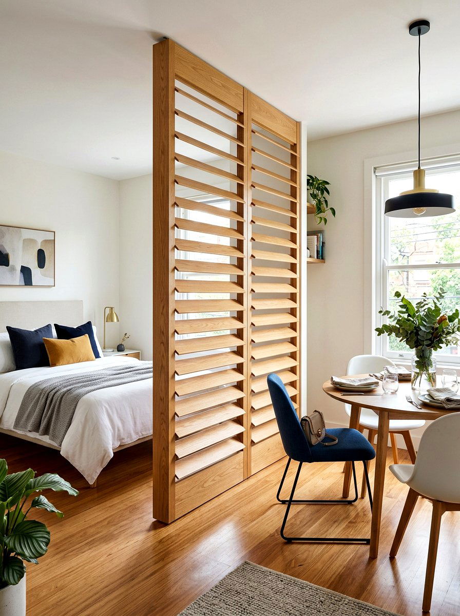 Rotatable louvered screen - 30 partial divider studio ideas