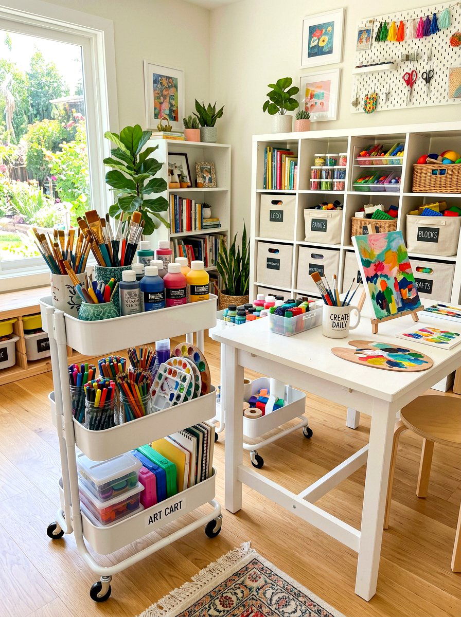 Rotating Art Cart - 30 toy storage ideas