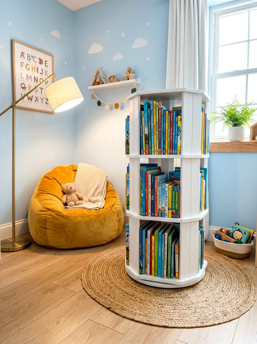 Rotating Book Tower - 30 nursery book display ideas