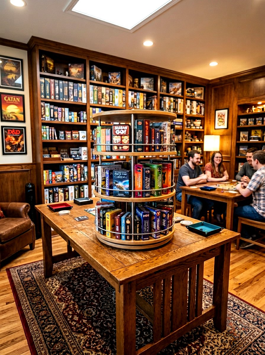 Rotating Carousel Rack - 30 board game storage ideas