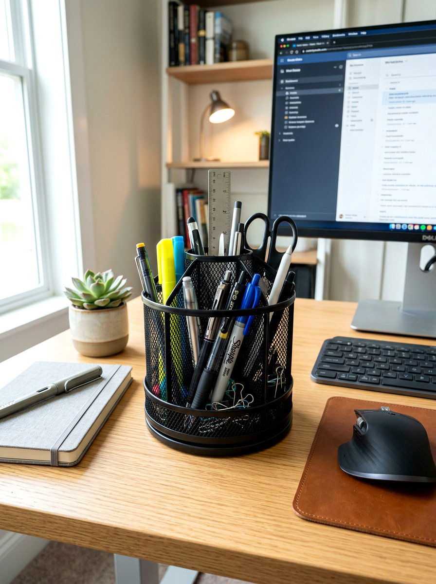 Rotating Desk Organizer - 30 office organization ideas