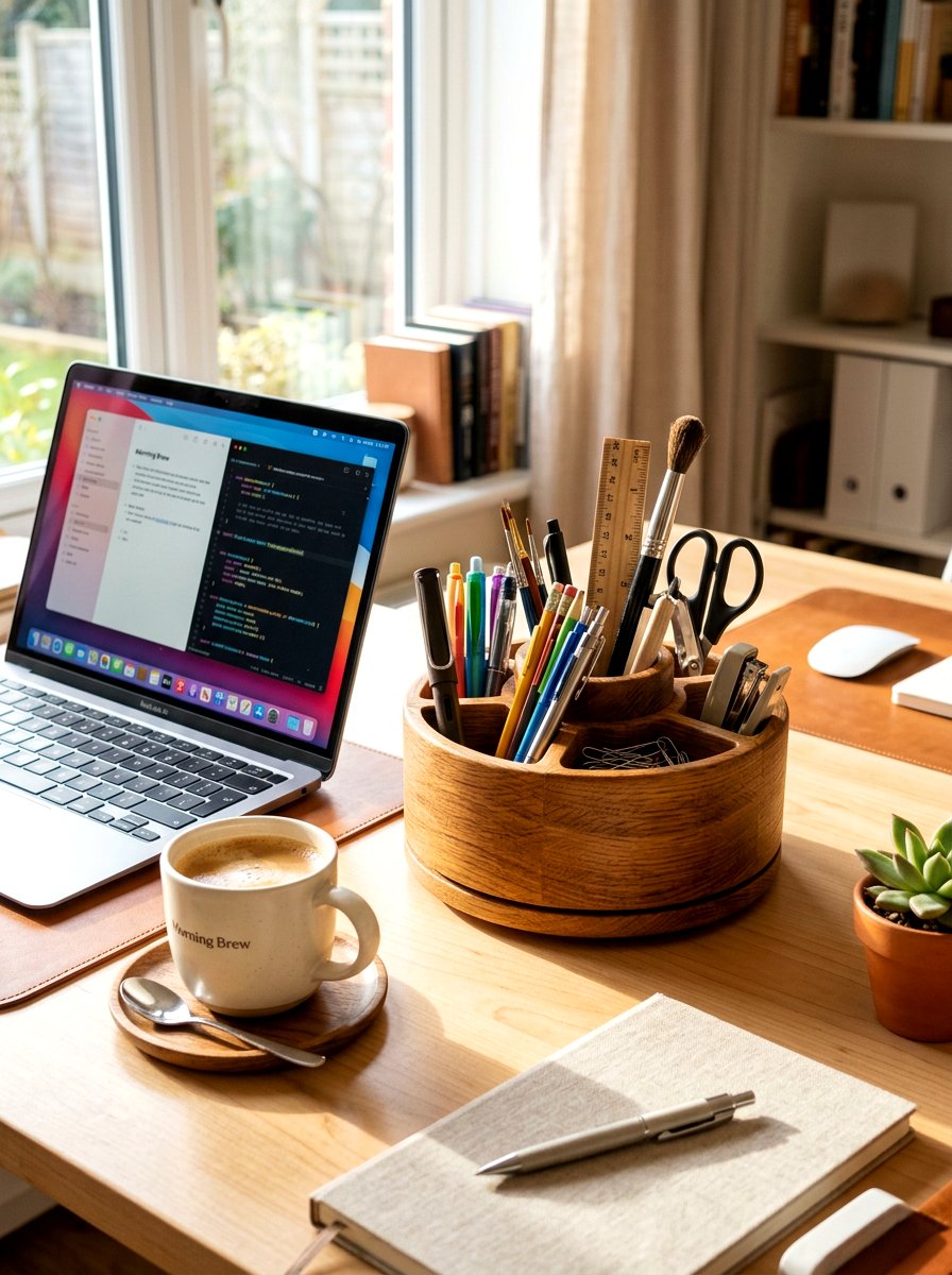 Rotating Desk Station - 30 office supply storage ideas