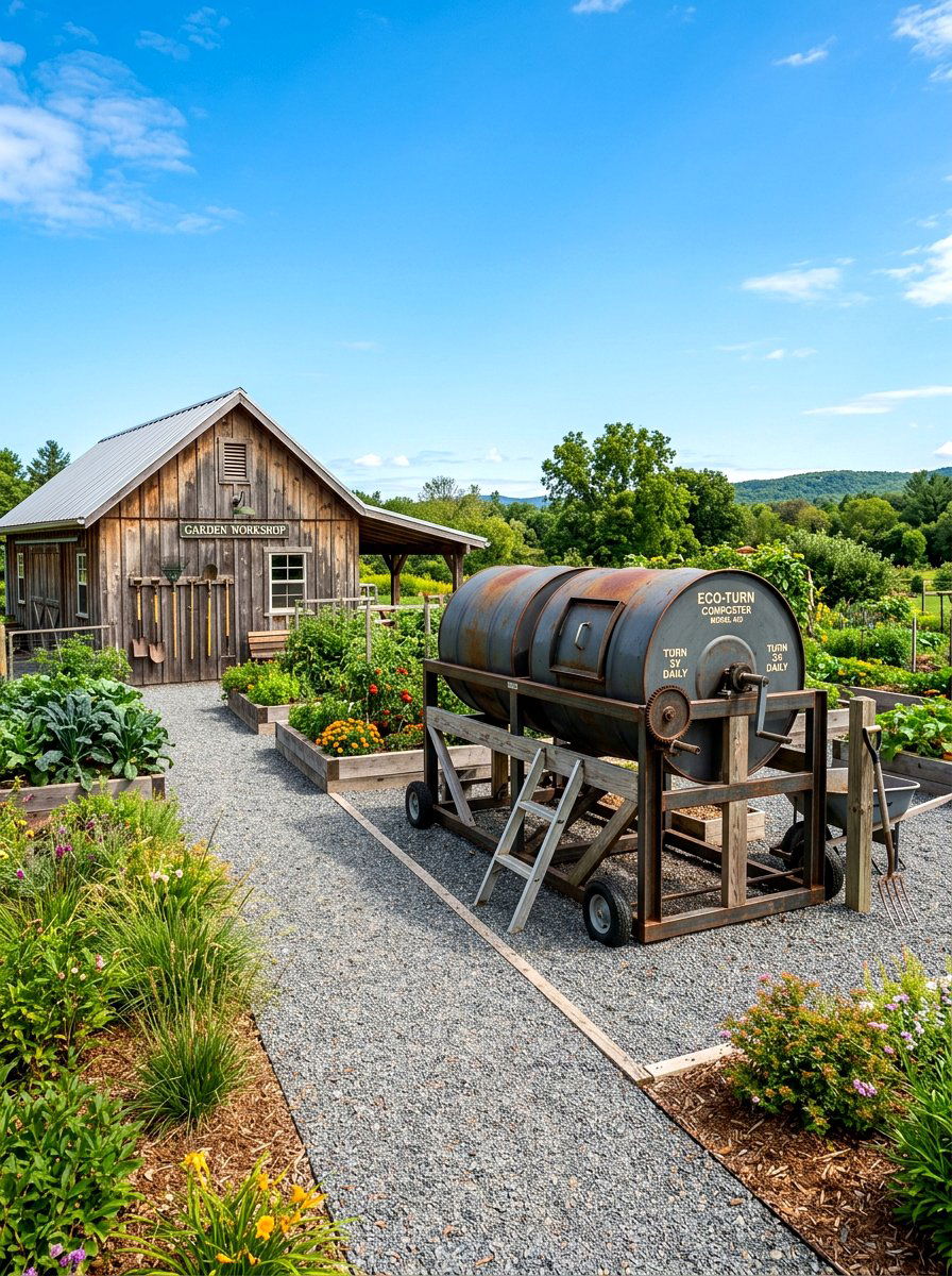 Rotating Drum Compost Station - 30 compost station ideas