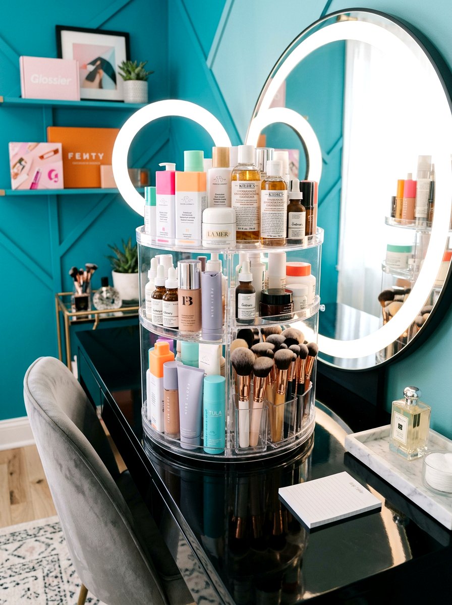 Rotating Makeup Carousel - 30 beauty product storage ideas