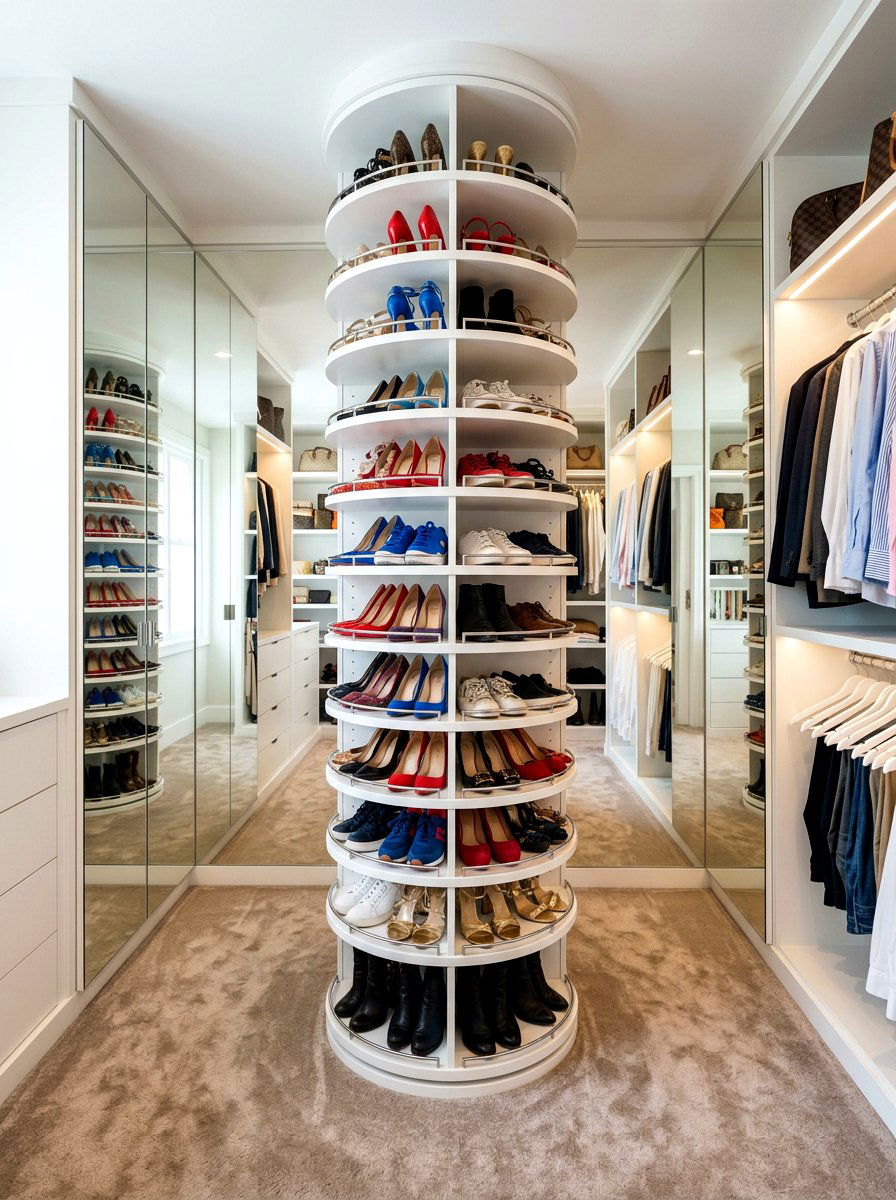 Rotating Shoe Carousel - 30 shoe closet ideas