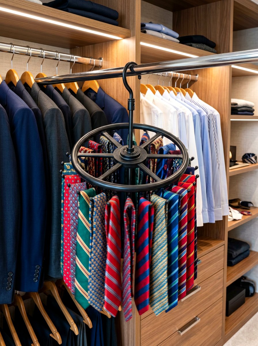 Rotating Tie Hanger - 30 tie storage ideas