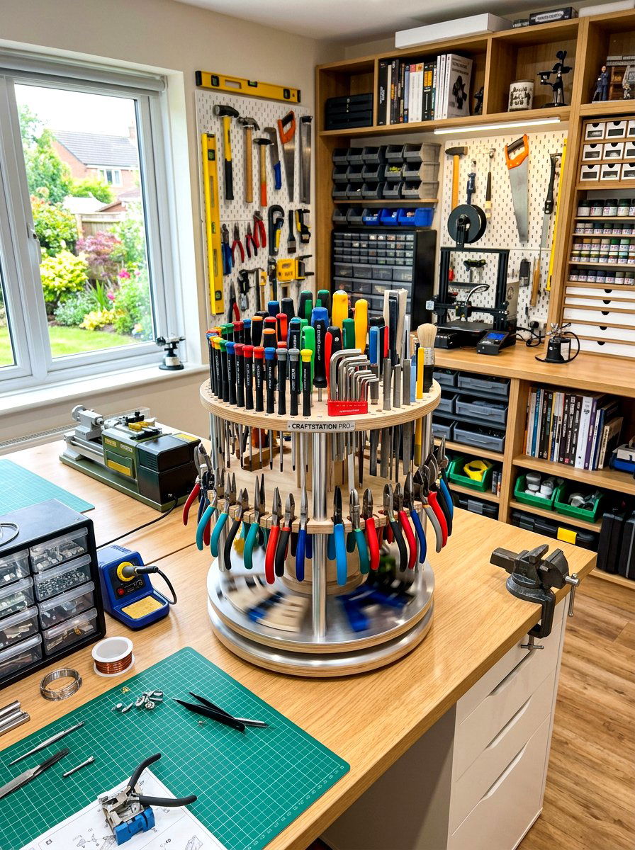 Rotating desktop tool carousel - 30 small tool organizer ideas