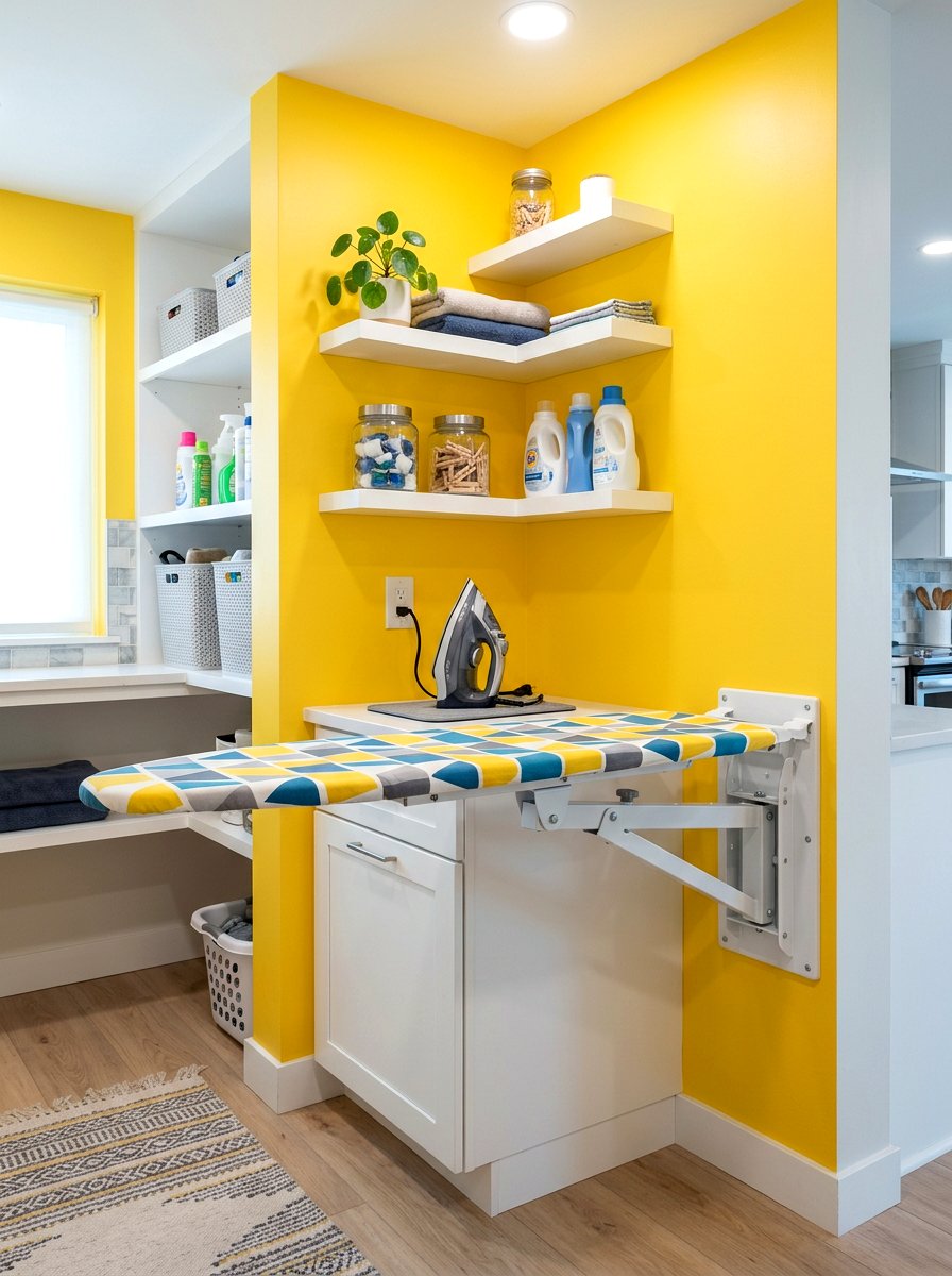 Rotating ironing board mount - 30 ironing board storage ideas