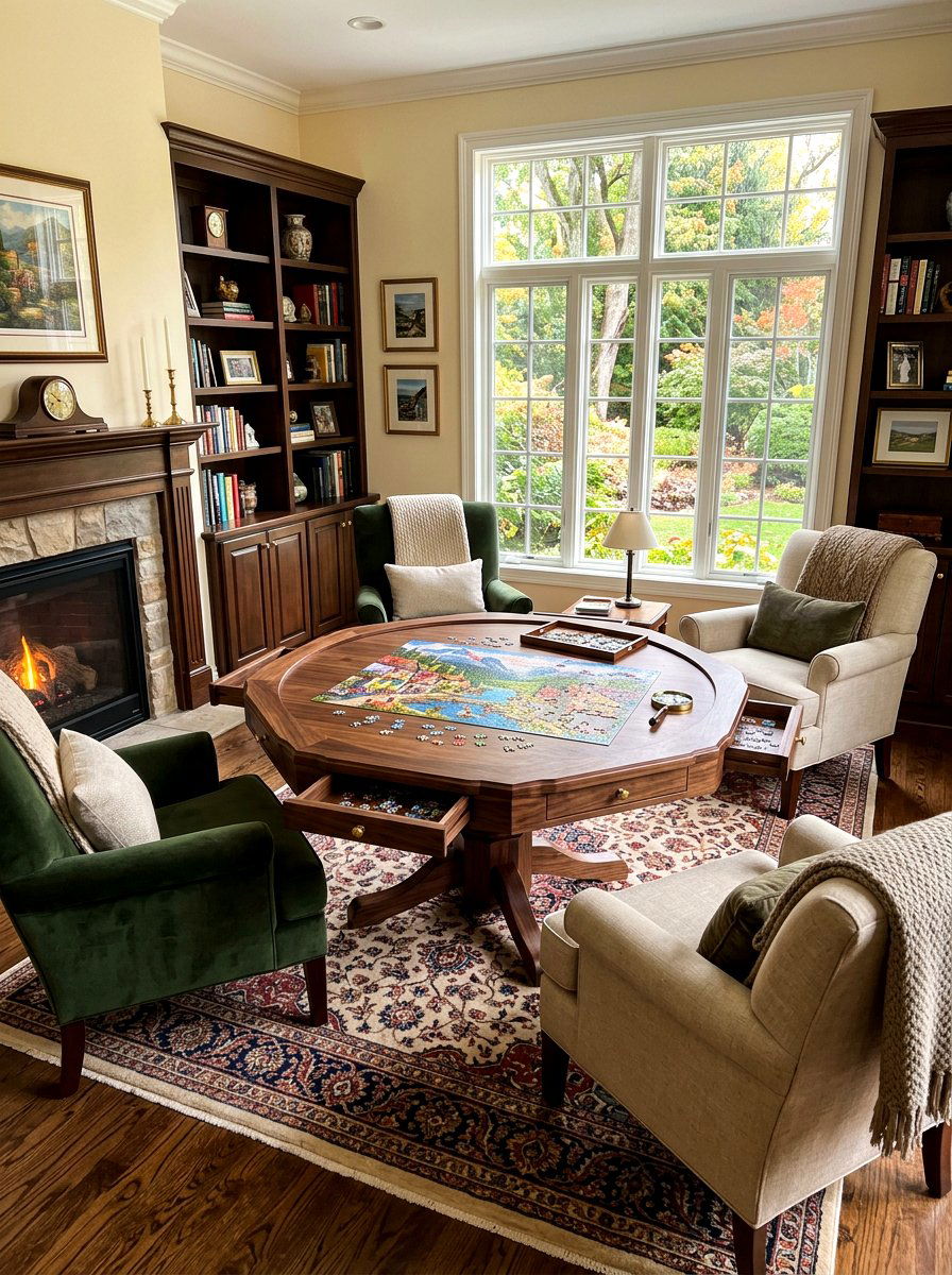 Rotating puzzle table - 30 puzzle storage ideas