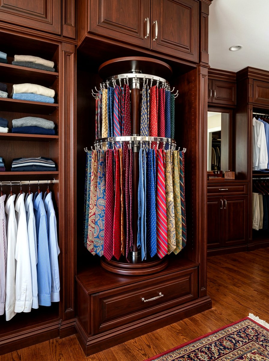 Rotating tie rack - 30 aesthetic closet organization ideas