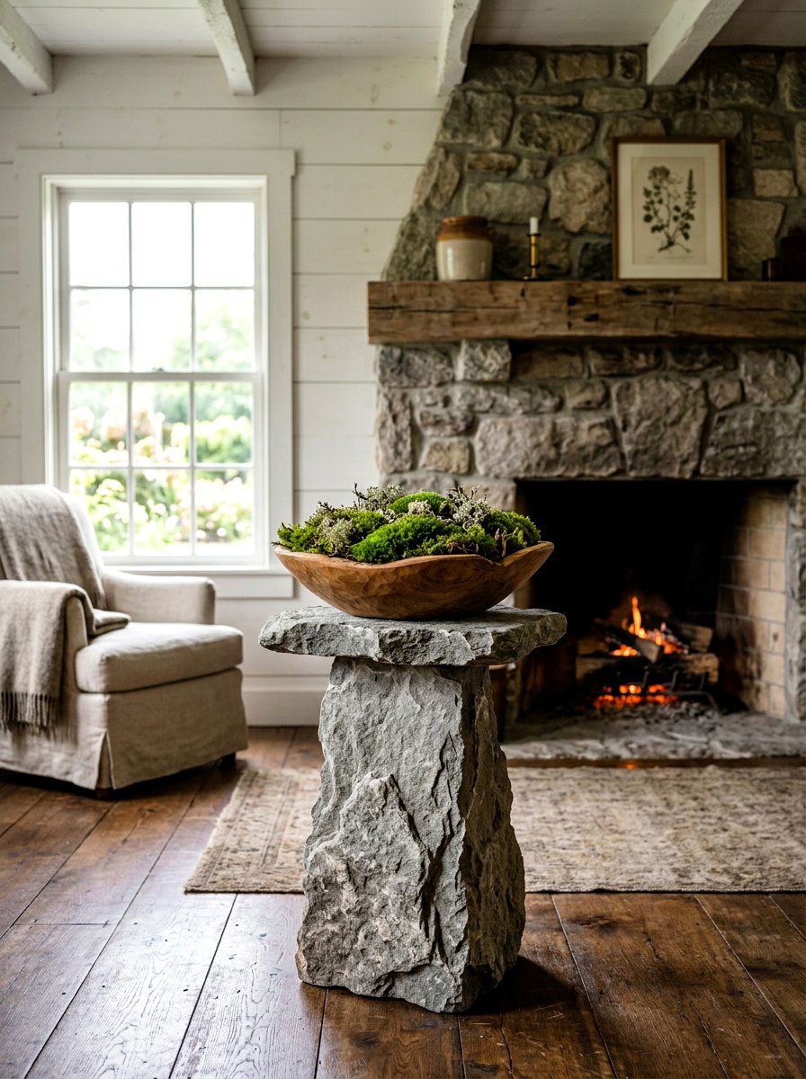 Rough Cut Stone Pedestal - 30 stone pedestal decor ideas