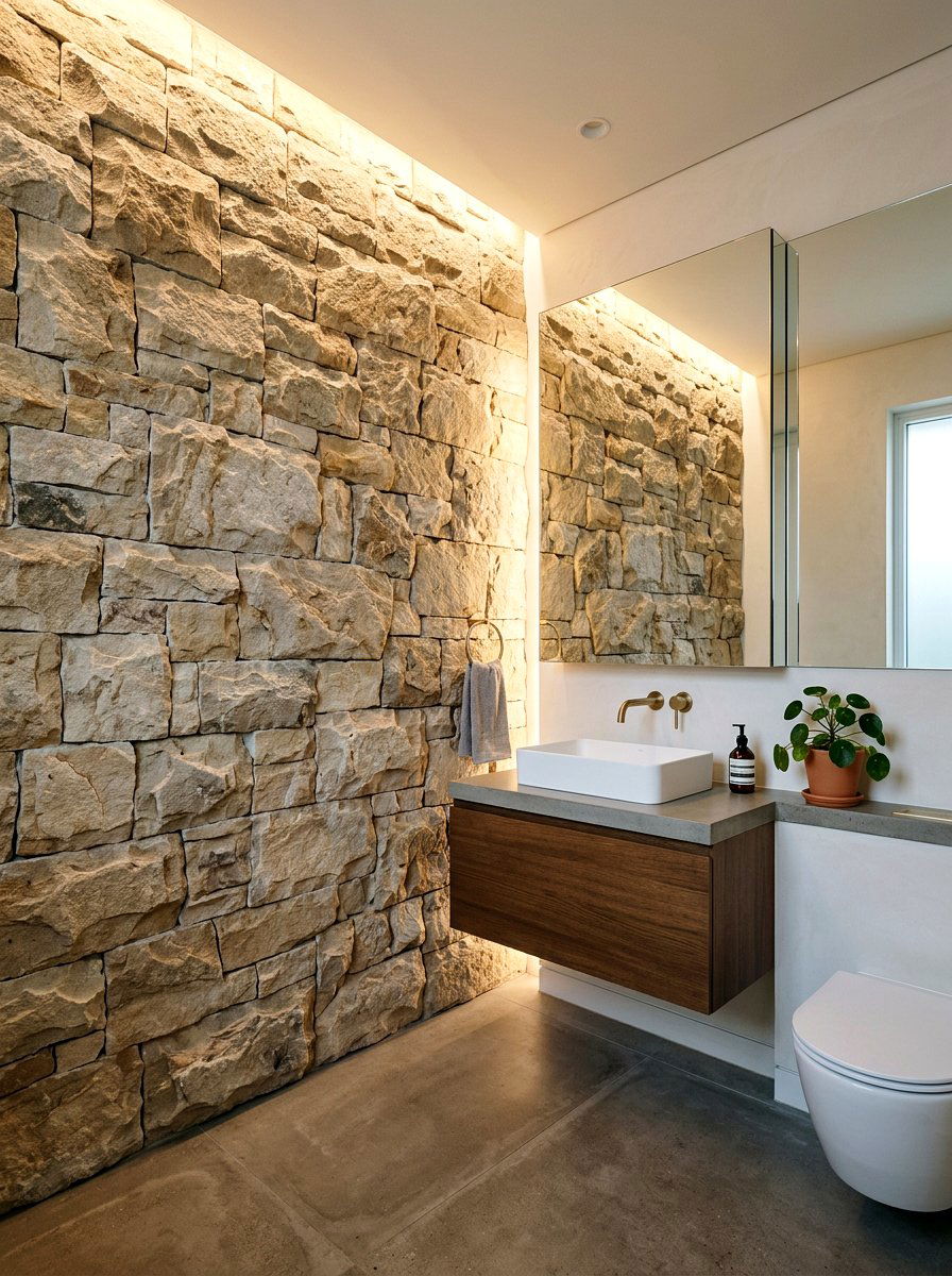 Rough Hewn Sandstone - 30 sandstone powder room ideas