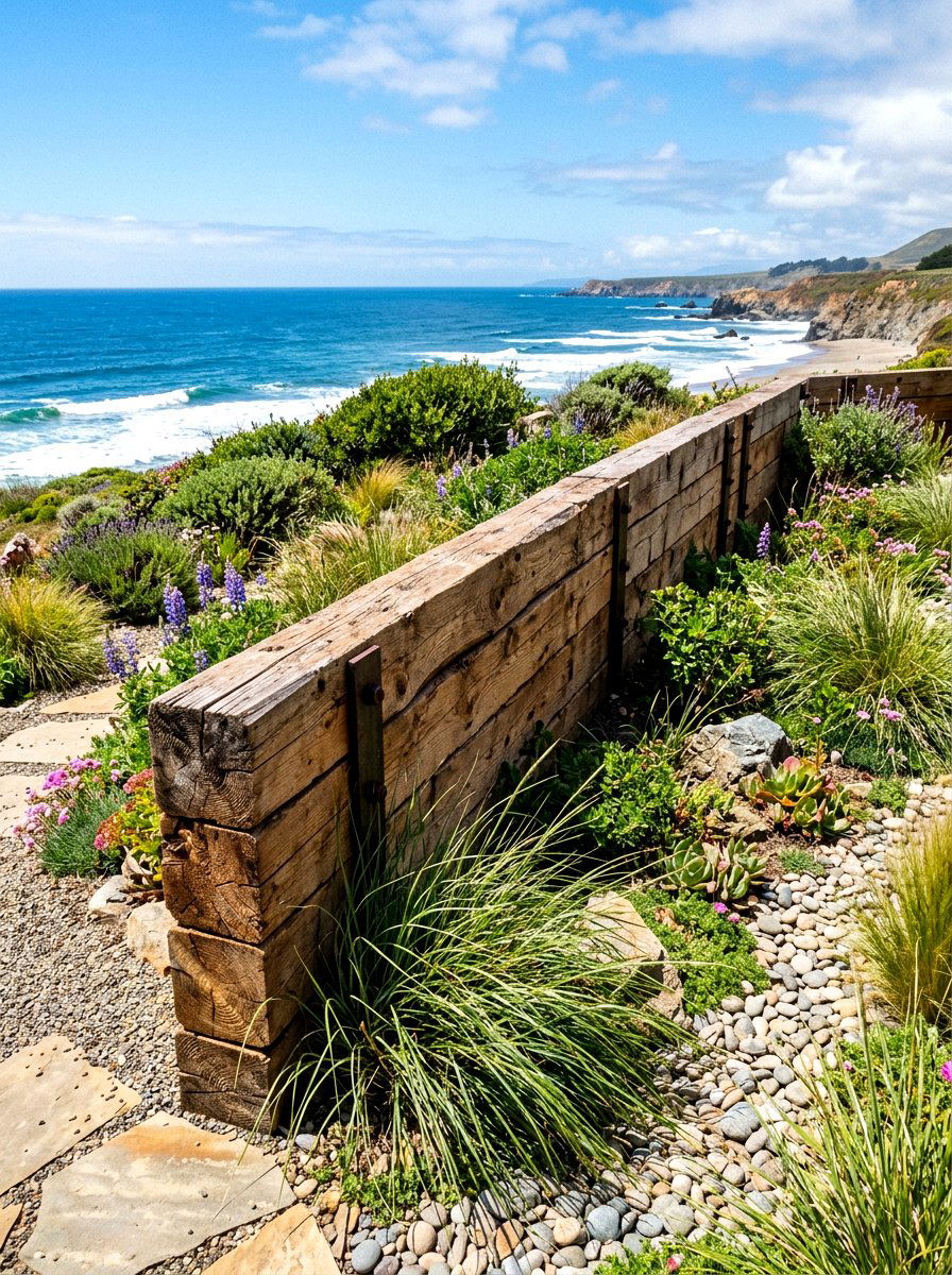 Rough Sawn Cedar - 30 timber retaining wall ideas