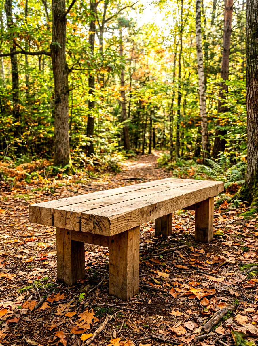 Rough Sawn Wood Bench - 30 rustic outdoor furniture ideas