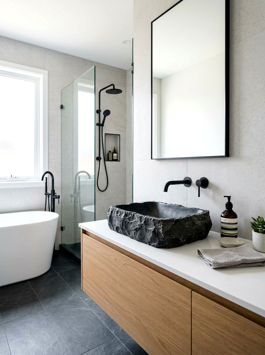 Rough edge stone sink - 30 stone vessel sink ideas