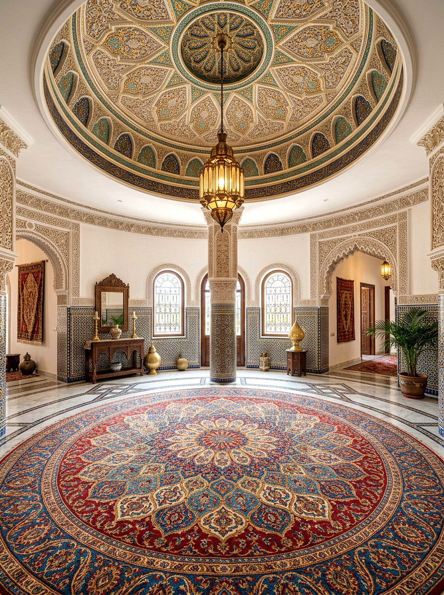 Round Antique Persian Foyer - 30 antique rug foyer ideas