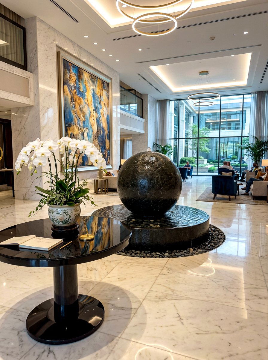 Round Ball Water Fountain - 30 tabletop fountain ideas