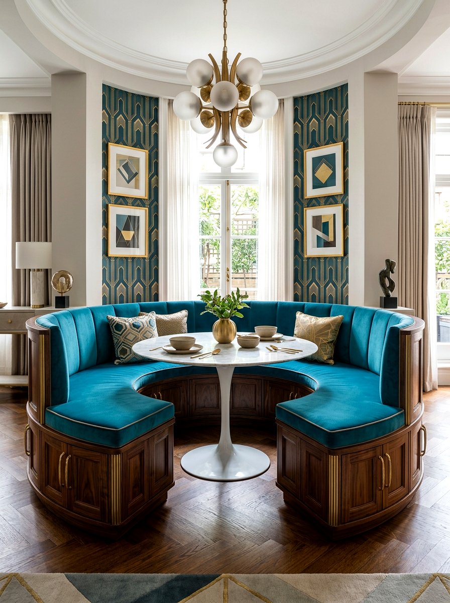 Round Banquette Curved Storage - 30 kitchen banquette storage ideas