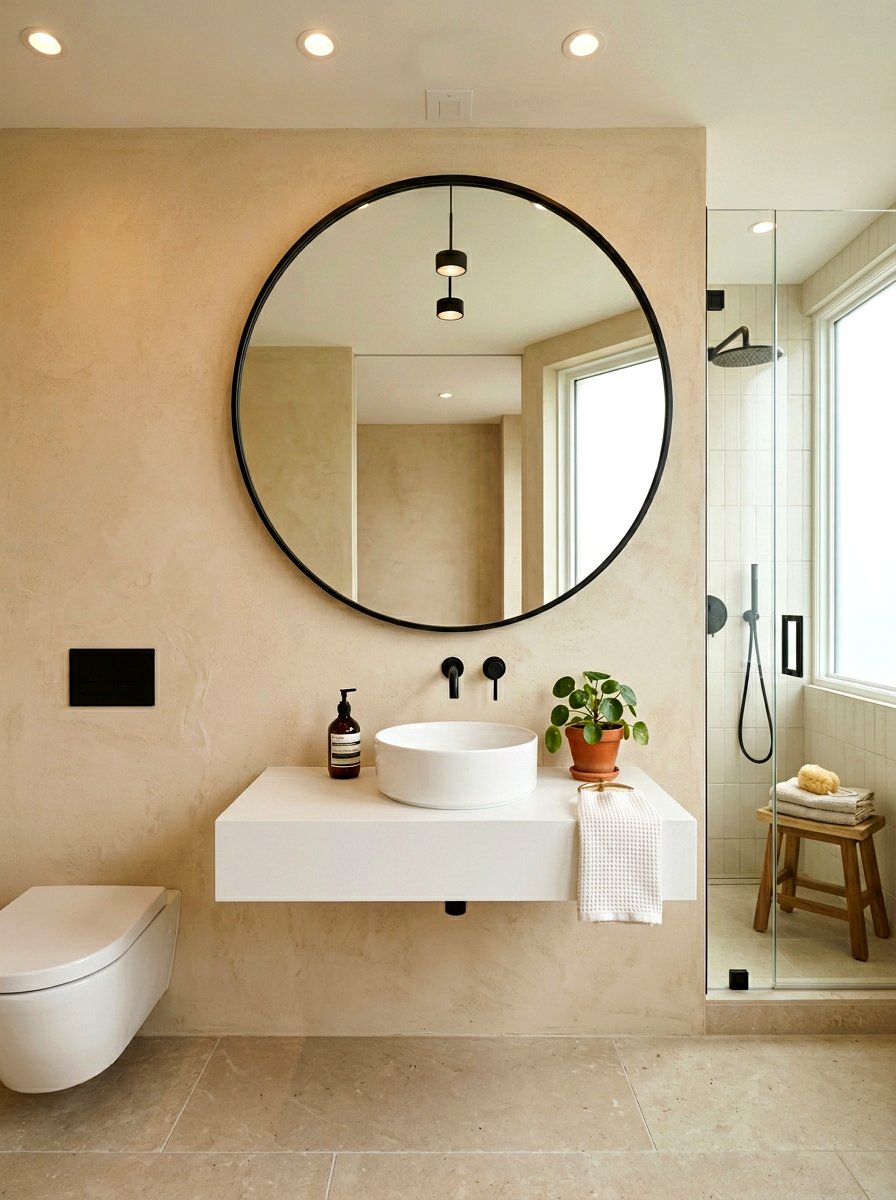 Round Bathroom Mirror - 30 guest bathroom ideas
