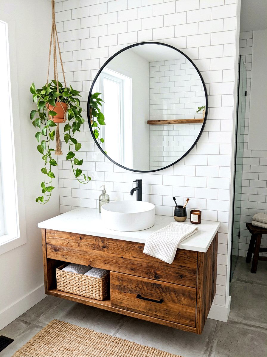 Round Bathroom Mirror - 30 timeless bathroom ideas