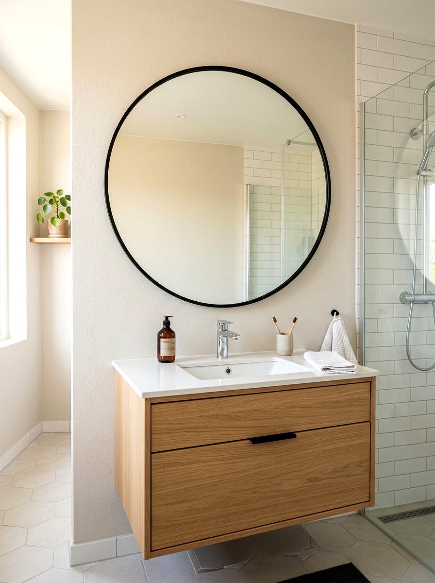 Round Bathroom Mirror - 30 condo bathroom ideas