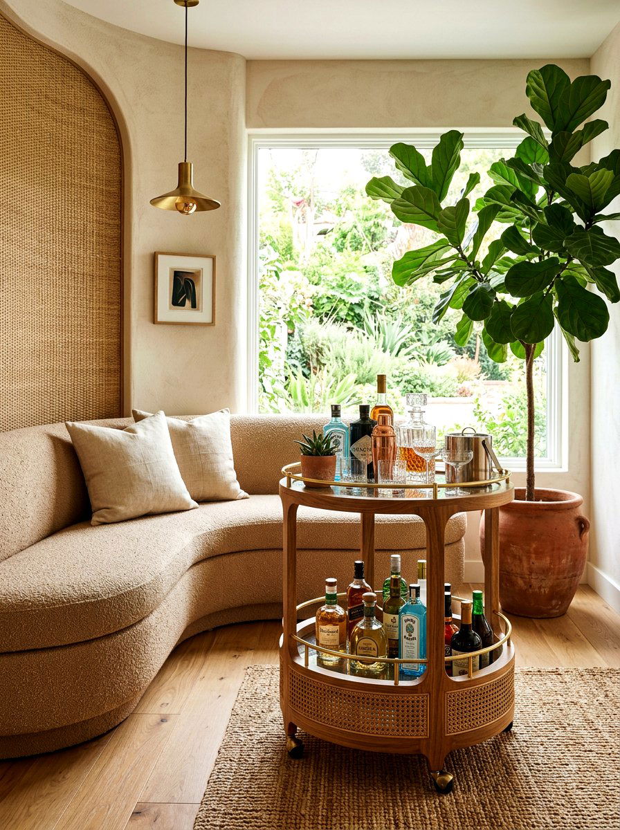 Round Beverage Cart - 30 serving cart patio ideas