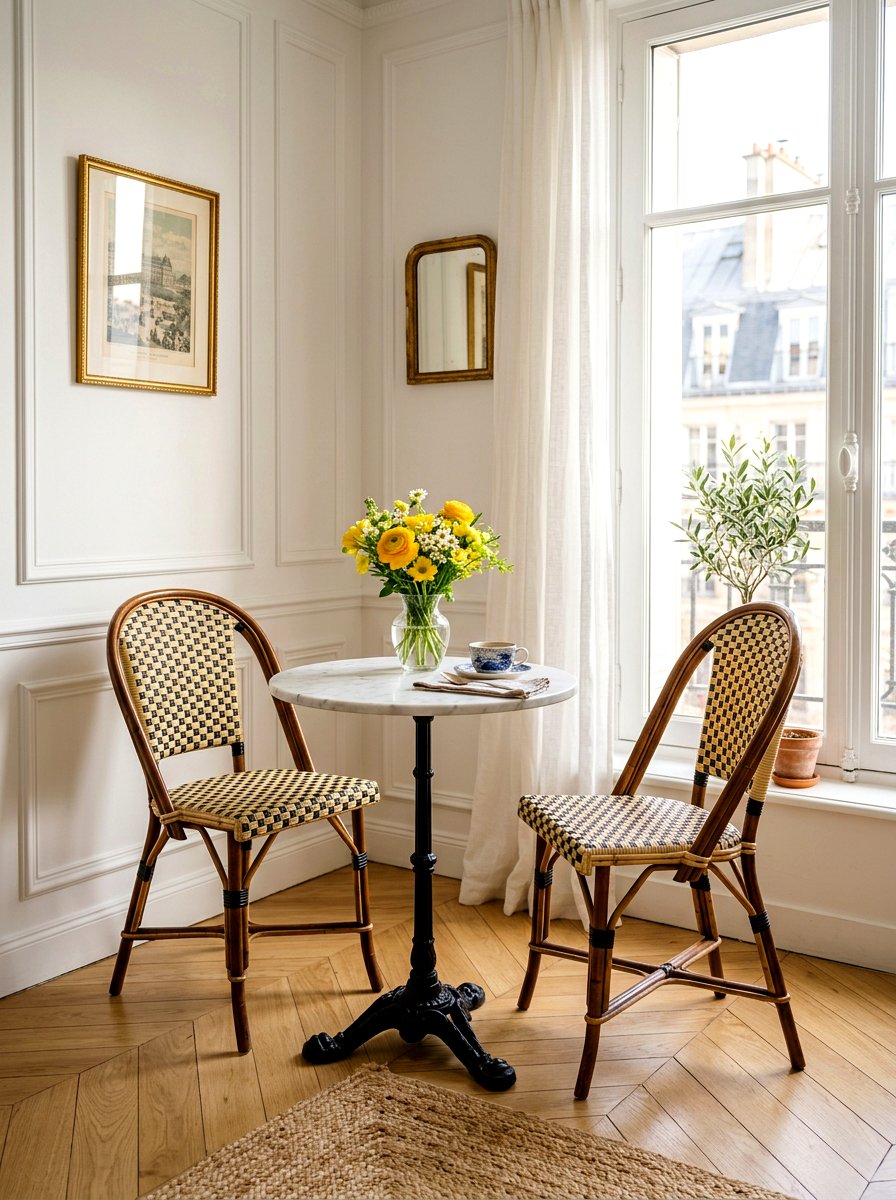 Round Bistro Table - 30 tiny dining nook apartment ideas