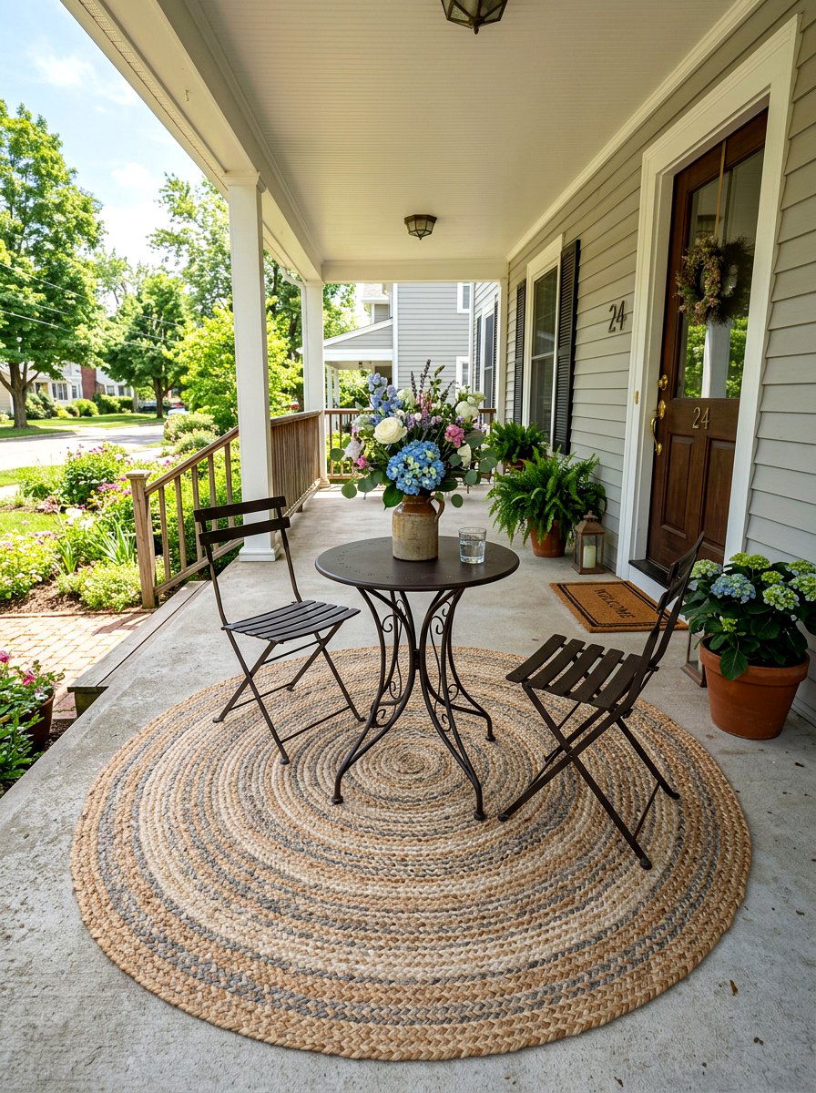Round Braided Porch Rug - 30 front porch rug ideas