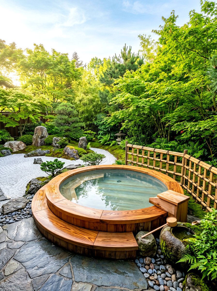 Round Cedar Pool - 30 small backyard pool ideas