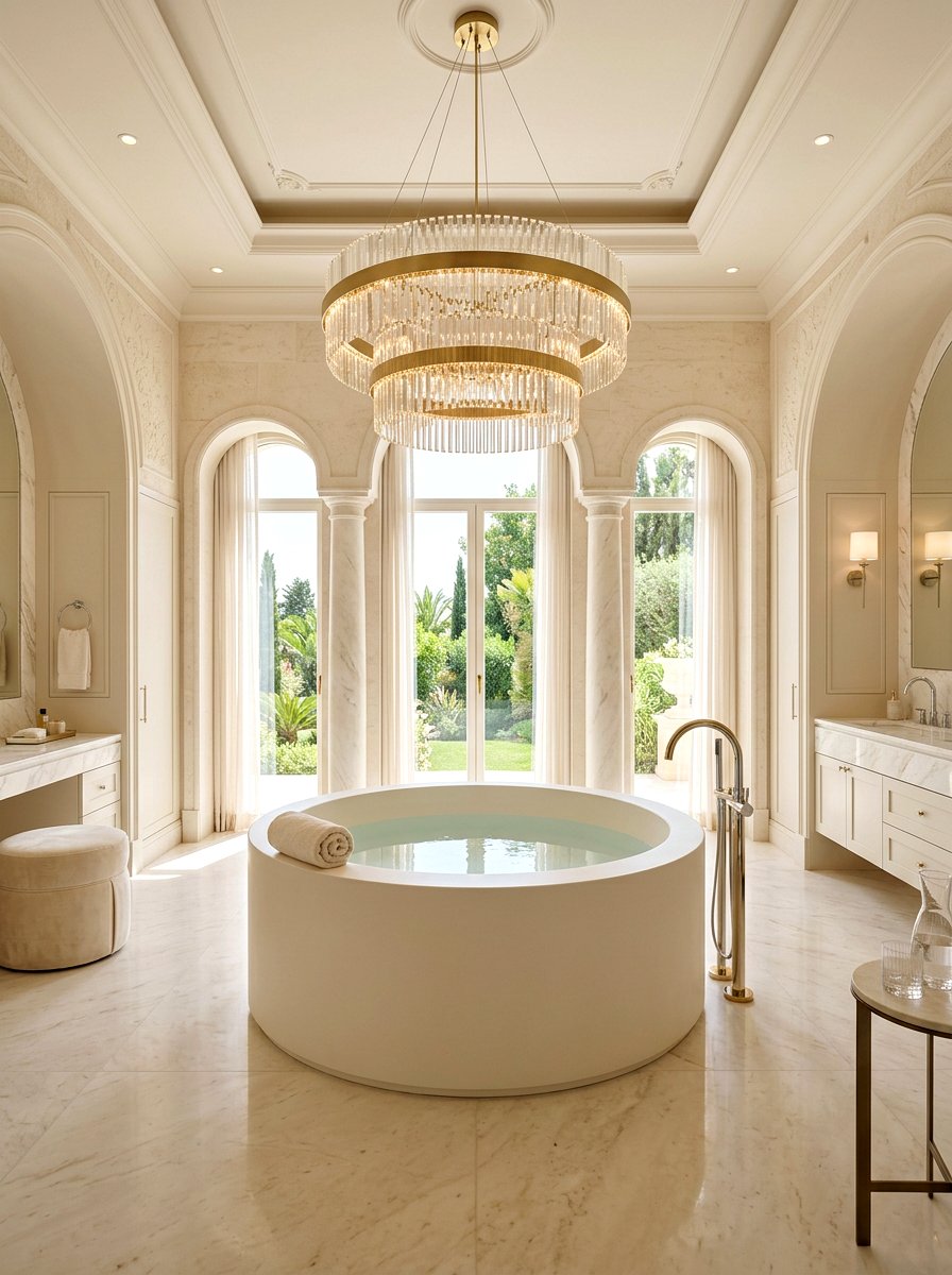 Round Center Room Tub - 30 soaking tub ideas