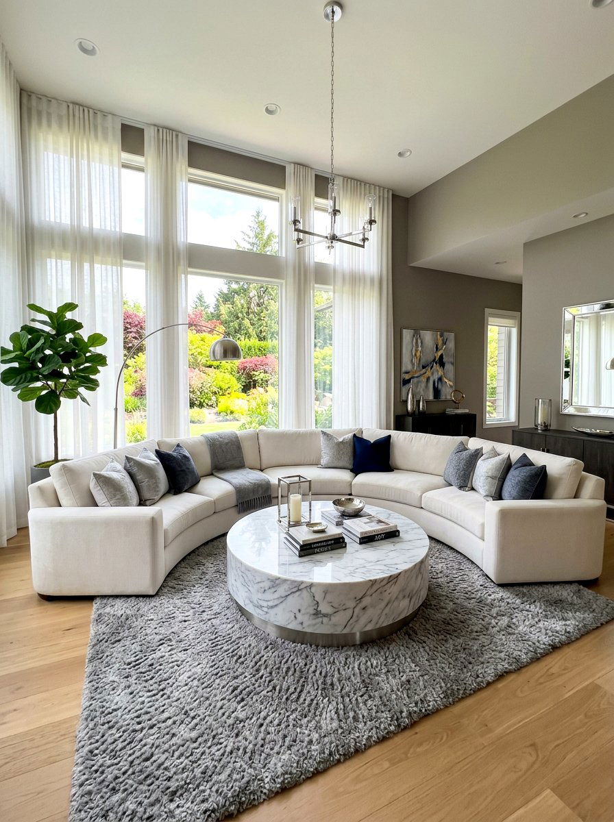 Round Coffee Table Curved Sectional Living Room - 30 curved sectional living room ideas