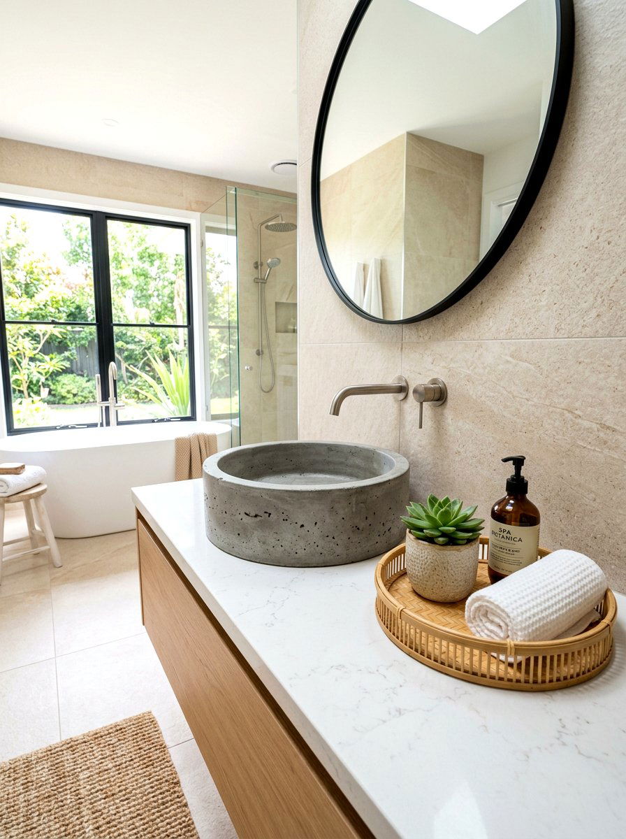 Round Concrete Vessel Sink - 30 concrete sink bathroom ideas
