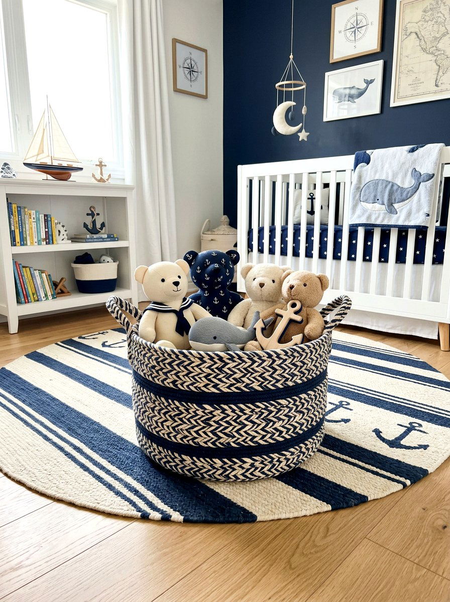 Round Cotton Rope Basket - 30 nursery storage basket ideas