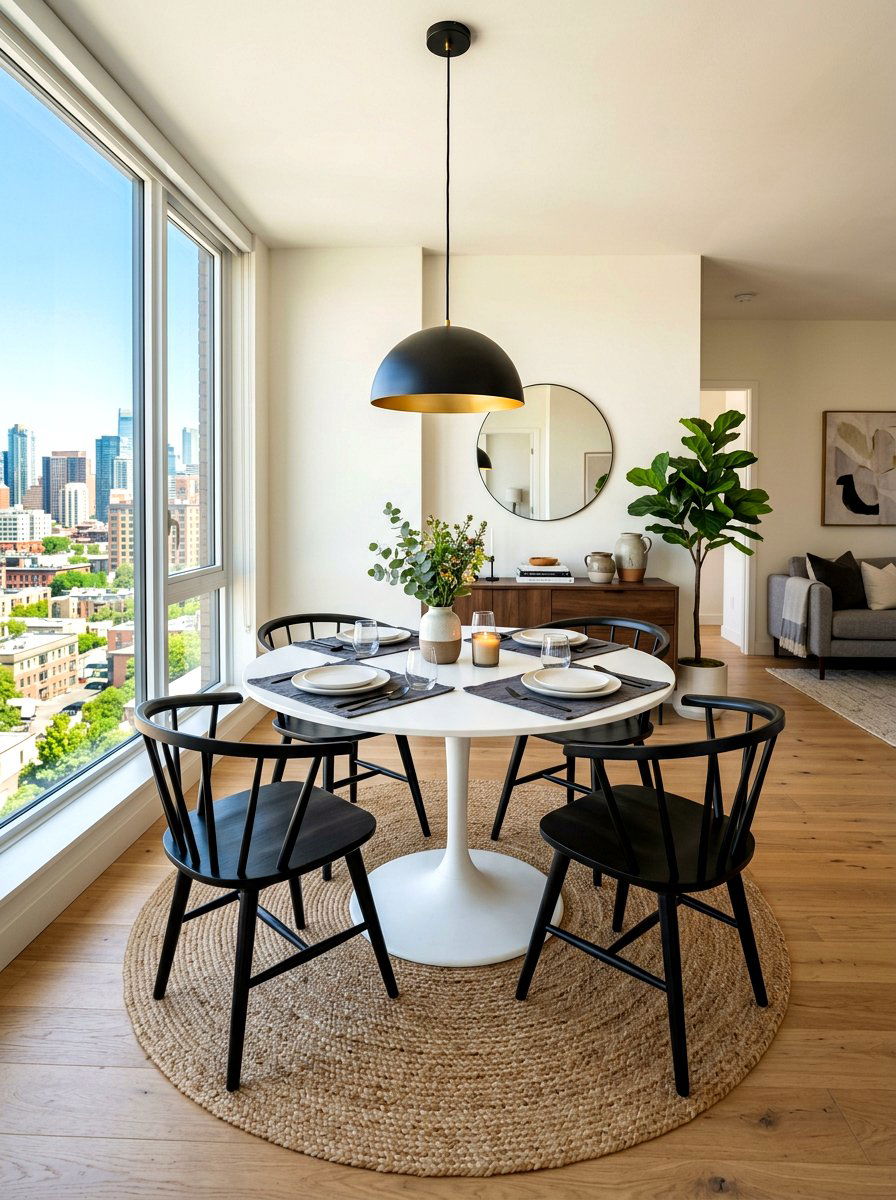 Round Dining Table Set - 30 apartment dining room ideas