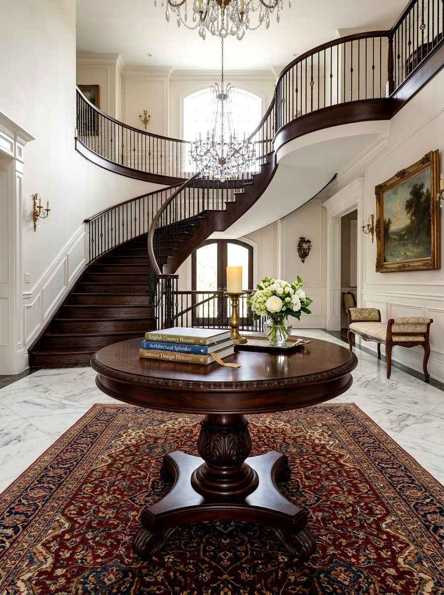 Round Entry Table - 30 front hallway decor ideas